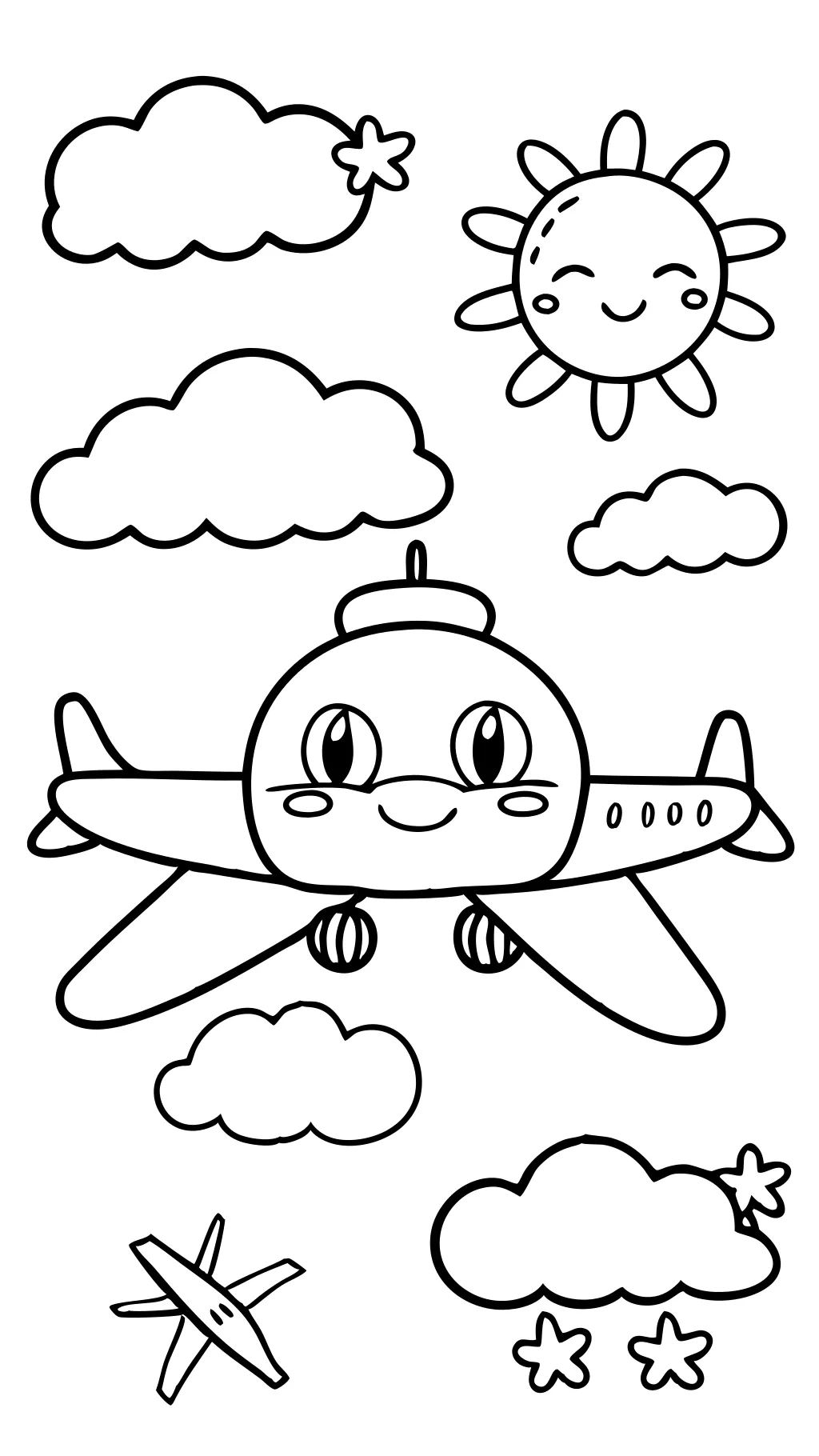 coloring pages plane falling drawing easy